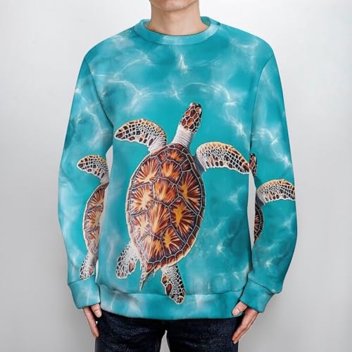 Sea Turtle Swimming Men's Crew Neck Sweater Knit Pullover Women Casual Long Sleeve Crewneck Loose Fit Top4
