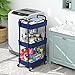 Sywhitta 3-Tier Plastic Rolling Utility Cart with Handle, Multi-Functional Storage Trolley for Office, Living Room, Kitchen, Movable Storage Organizer with Wheels, Blue