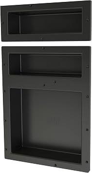 Redi Niche Triple Niche Recessed Shower Shelf- Black, Three Inner Shelves, 16-Inch Width x 26-Inch Height x 4-Inch Depth