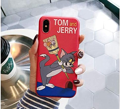 Twinlight for iPhone 7 8 Plus Case Silicone Cute Tom and Jerry Cartoon Soft TPU Back Cover Case for iPhone X XS MAX XR Fundas Capa (Red, for iPhone XR)