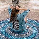 MOMOMUS Wandteppich Mandala - 100% Baumwolle, Bunt, Orientalische Designs - Ideal als Wandtuch Mandala, Indischer Wandbehang aus Stoff und Wandteppich Boho - Blau, 210x230 cm