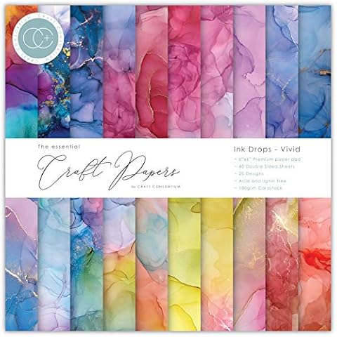 Craft Consortium Craft CON PAPRPAD 6", Ink Drops-Vivid, 20 Designs Cover
