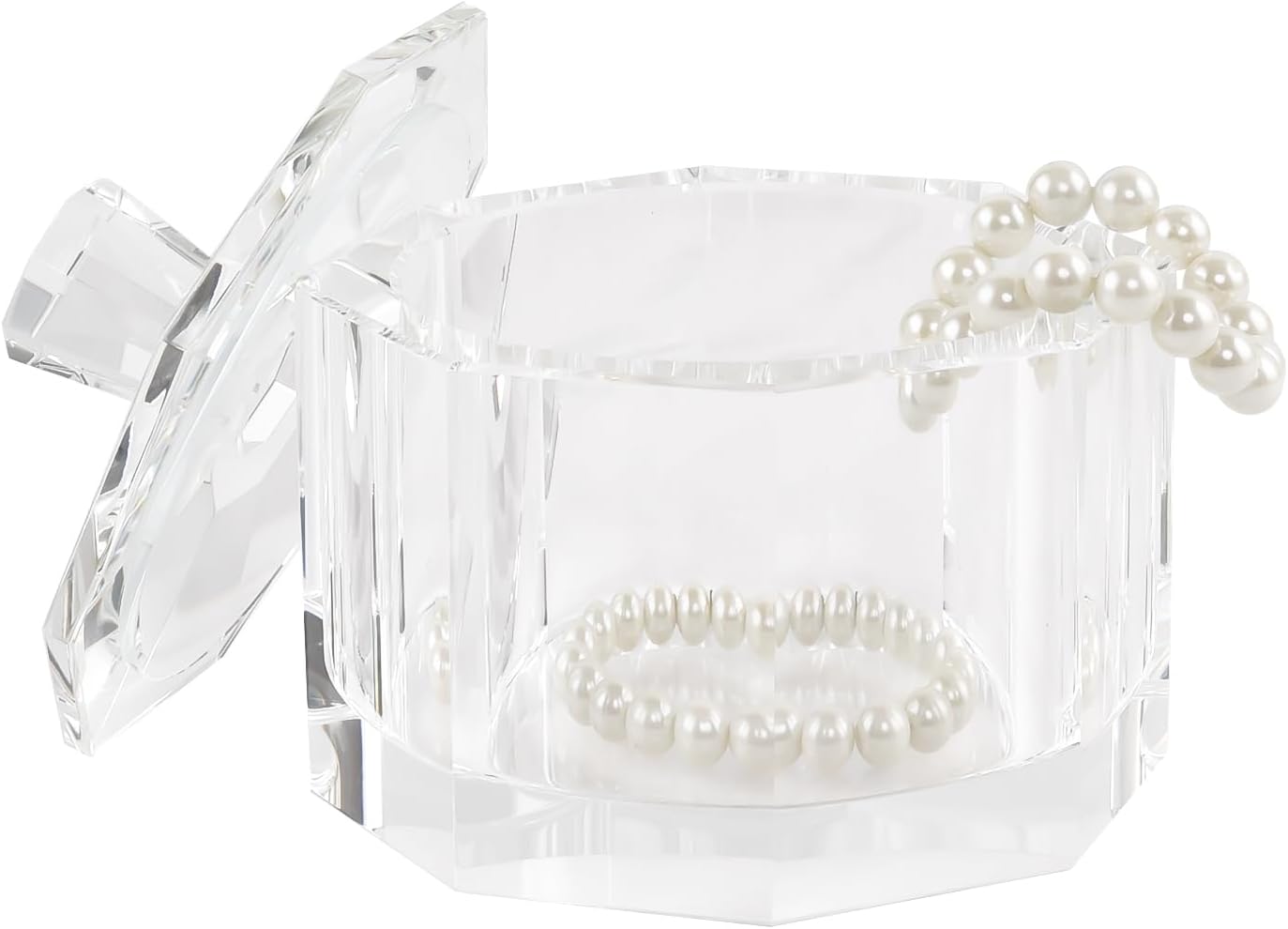 Crystal Candy Dish with Lid Hand-Cut Home Decorative Jewelry Box/Jar W 5" x H 5" with Multi-faceted, Comes With Gift Box
