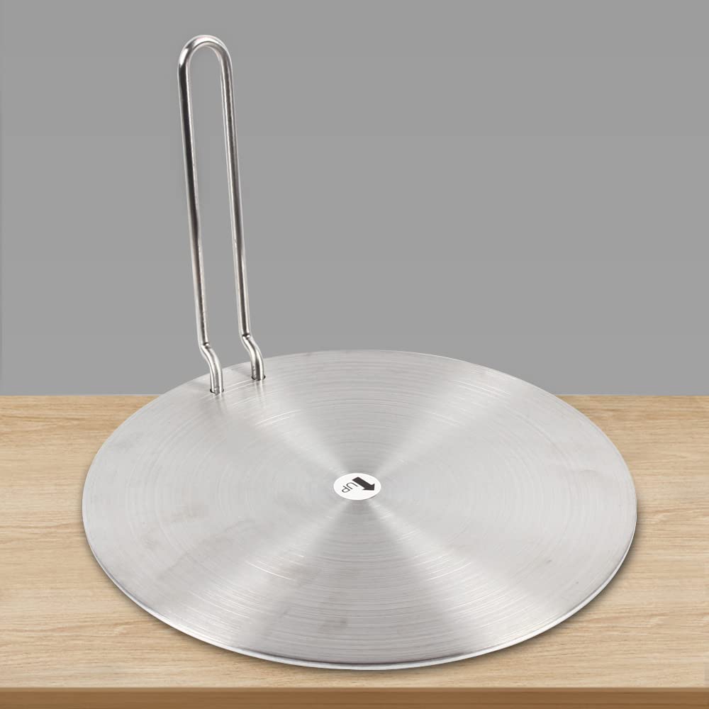 Iindukcyjna płyta adapterowa, stal nierdzewna, 24 cm, adapter indukcyjny, wielofunkcyjna płyta rozdzielająca ciepło z uchwytem, płyta adaptera do kuchenek indukcyjnych, garnków i patelni, takich jak