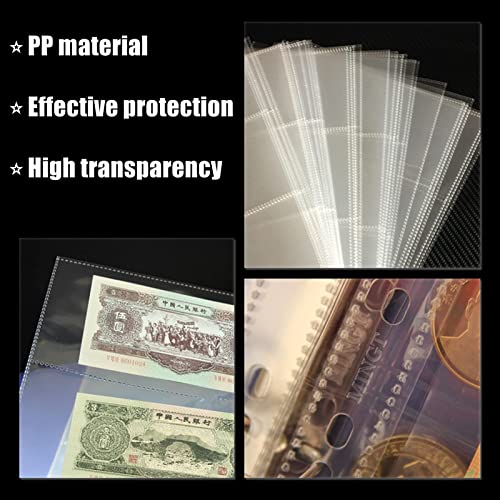 60 Pockets Currency Storage Pages, 9 Holes Fillers Sleeves With Pp Material, Pvc And Acid Free, 3-Pocket Page Bill Holders Refill Sheets For Collectors #TOP1