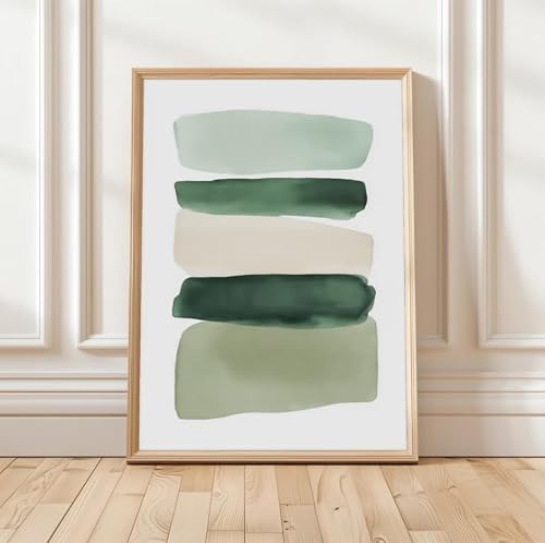 Sage Green Watercolor Block Abstract Wall Art, Neutral Beige Minimal Canvas Print for Bedroom Decor(80x120cm/Frameless)