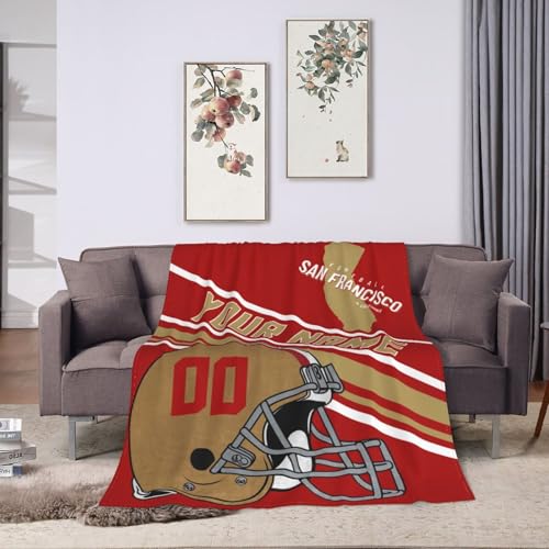 Wream Throw Blanket for Bed Custom Fans Gift Football City Personalized Add Name and Number Summer Winter Fleece Blankets, Products Ships Next Day Printed in USA