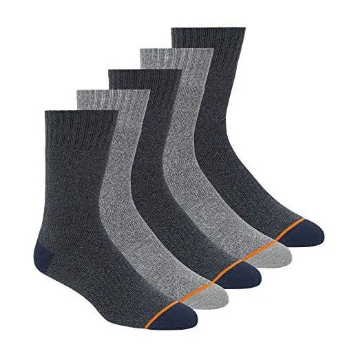 Weatherproof Mens 5 Pack Thermal Crew Socks, Medium Grey, 10-13 US