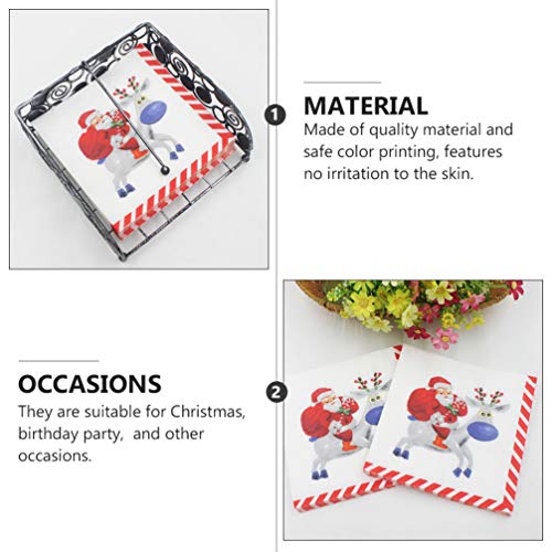 NUOBESTY 80 Folhas Guardanapos de Natal Papel Papai Noel Descartáveis Guardanapos de Festa Guardanap