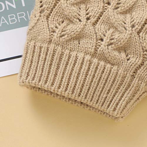 Doublebabyjoy Baby Boy Girl Suspender Shorts Twist Knit Overall Elastic Waist Bib Pants Solid Straps Sleeveless Jumpsuit Romper (Khaki, 6-12 Months) #TOP6