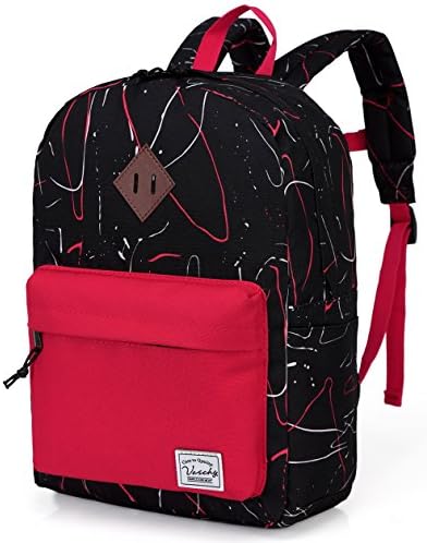 VASCHY Preschool Toddler Backpack, Little Kid Small Backpacks for Kindergarten Children Boys and Girls with Chest Strap in Black Red