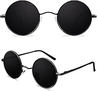 CGID Retro Round Polarized Sunglasses for Men Women - Metal Circle Hippie Shades UV400 E01
