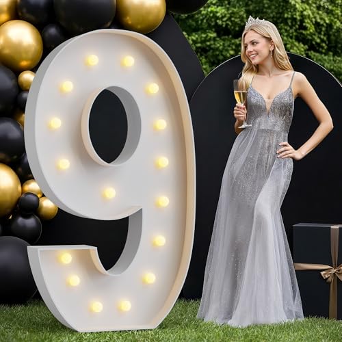 Tongjoy Marquee Numbers 5 Feet Tall Large Light up Numbers 9 for Decor