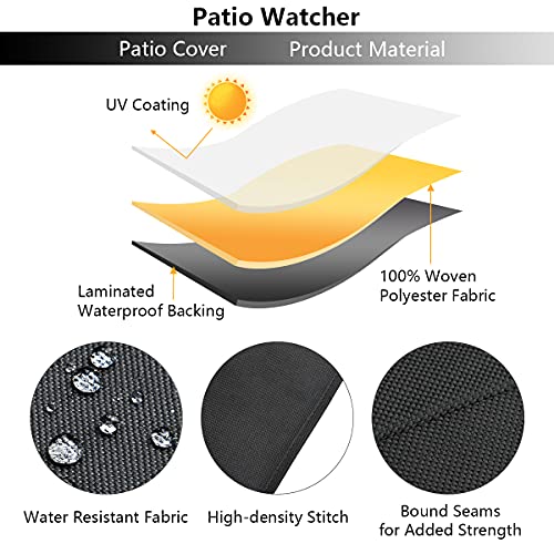 Patio Watcher Medium Outdoor Loveseat Bench Cover, Durable and Waterproof Patio Furniture Sofa Cover, Black - Thumbnail 3