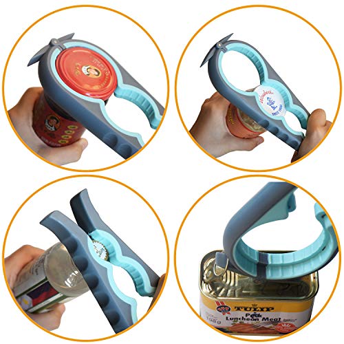 Inaouril Jar Opener Gripper, 5 In 1 Multi Functional Can Opener Bottle Opener Kitchen Helper Kit With Silicone Handle Easy To Use For Children, Elderly Weak Hands And Arthritis Sufferers Set Of 2 #TOP2