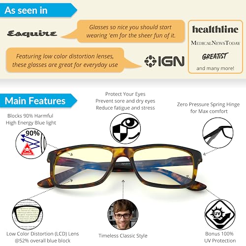 Image of J+S Vision Blue Light Blocking Glasses for Men Women | Computer Gaming Work| Anti Strain Fatigue UV Glare | Medium-Small Fit