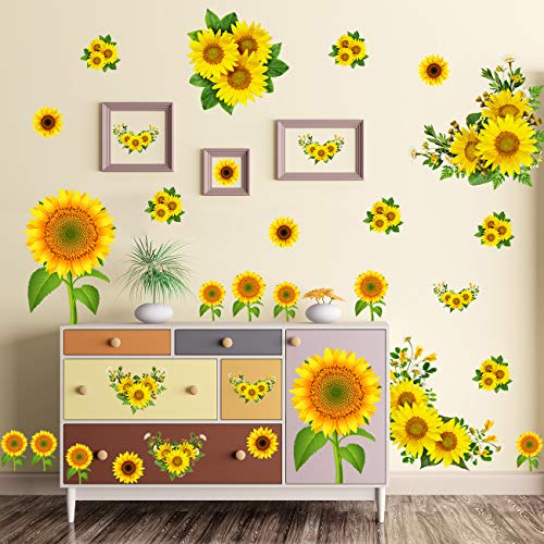 Vinilos decorativos de girasol 3D set 31 piezas miniatura 3