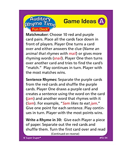 Super Duper Publications | Auditory Rhyme Time Fun Deck Flash Cards | Educational Learning Resource For Children #TOP3