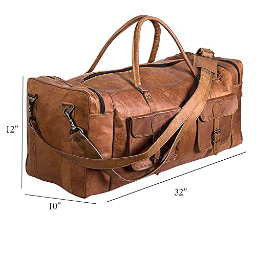 Large 32 inch duffel bags for men holdall leather travel bag overnight gym sports weekend bag by Komal's Passion Leather - Image 8