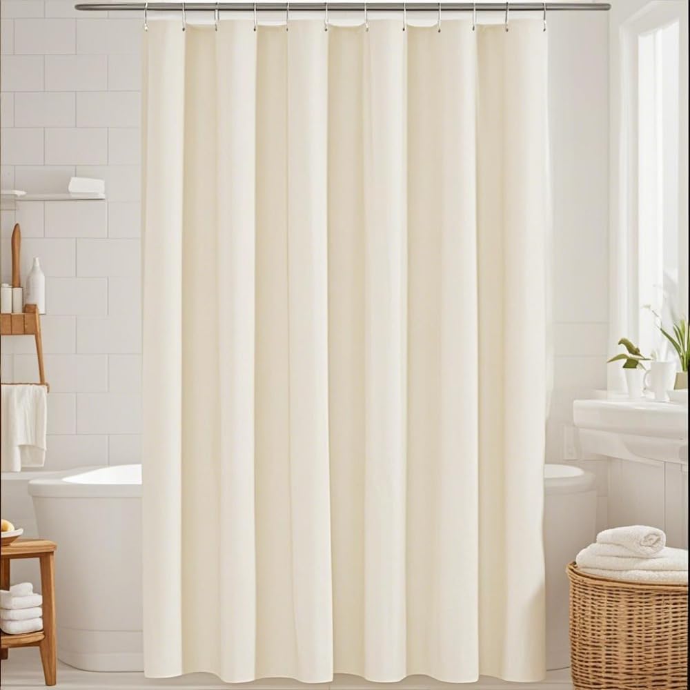 Tenda da doccia in microfibra con stampa floreale beige, morbido poliestere, impermeabile, lavabile, decorativa (240 x 200 cm / 94 x 79 pollici (L x A) / Tenda da bagno)