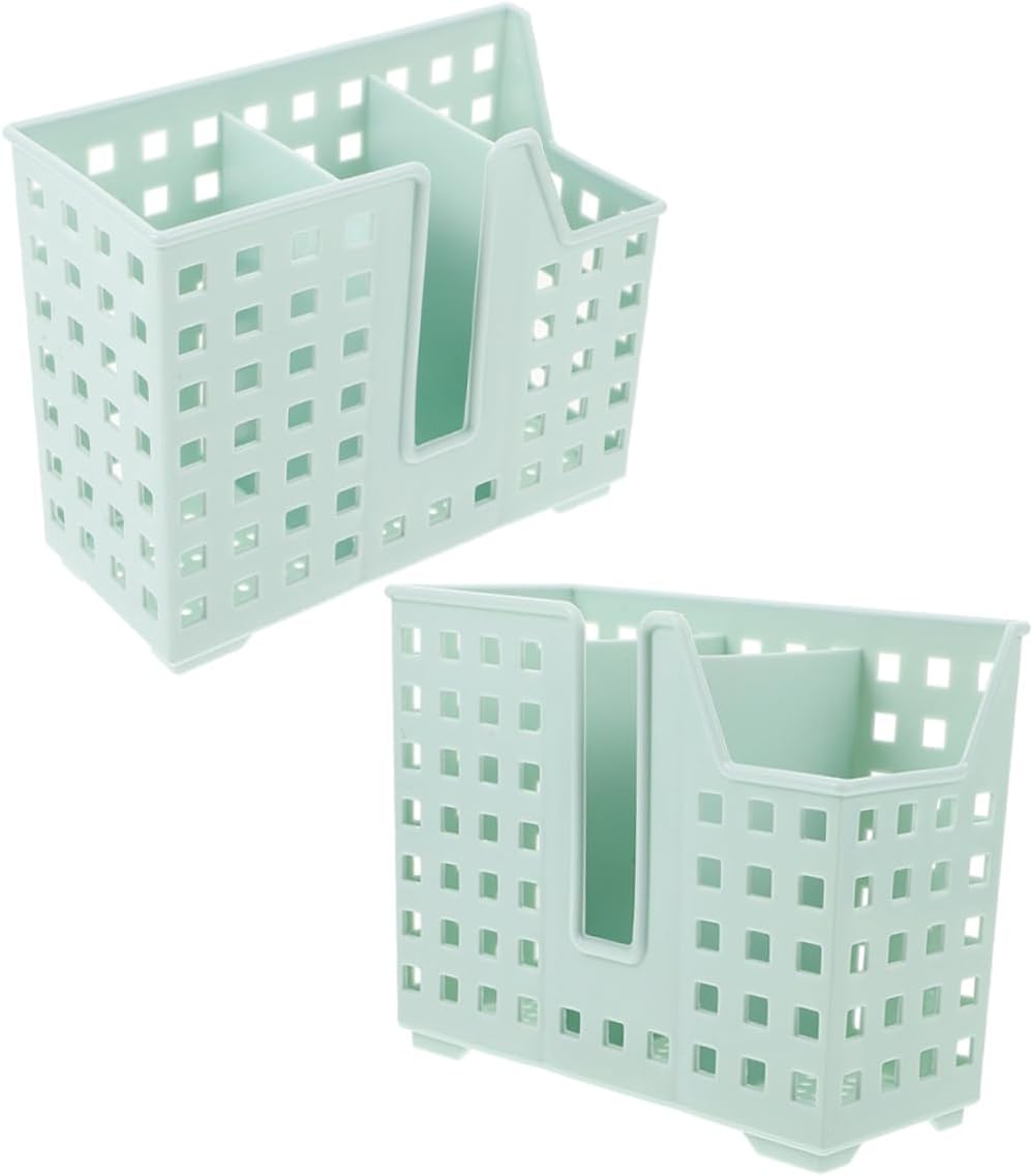 2pcs Dishwasher Drainer Basket Multi-compartment Utensil Holder for Quick Drying and Storage Wall-mounted for Organized Chopsticks and Small Kitchen Tools Green