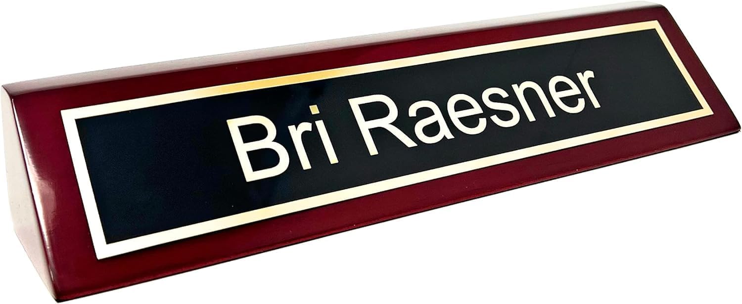Black Desk Name Plate Personalized - Name Plate for Desk Engraved in USA