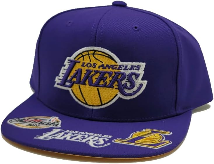 Mitchell & Ness Los Angeles Lakers New Front Face Purple Gold Era Snapback Hat Cap - Image 2