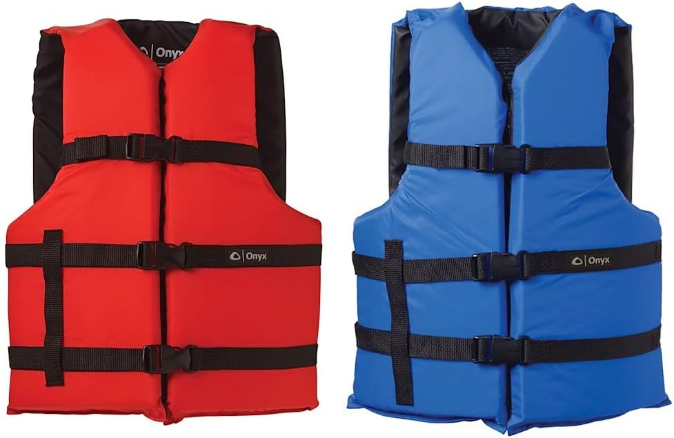 ONYX General Purpose Boating Life Jackets (Oversize, Red and Blue)