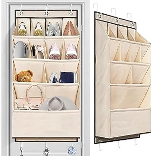 icyant Door Shoe Rack Heavy Duty Over The Door Shoe Storage with Deep Oxford Pockets Hanging Shoe Organiser Storage for Closet Dorm and Narrow Door Organizer Large Shoe Holder Hanger