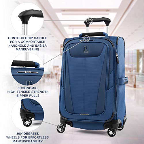 Travelpro Maxlite 5-Softside Expandable Spinner Wheel Luggage, Sapphire Blue, Carry-On 21-Inch