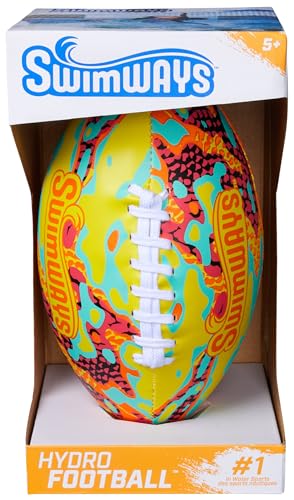 Image of Swimways Hydro Waterproof Football, Outdoor Games for Adults and Kids, Swimming Pool Accessories and Pool Party Games,9.25 Inches, Green