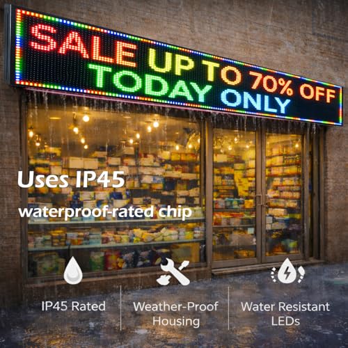 P10 Outdoor Full Color LED Scrolling Sign 115'' x 14'', WiFi Programmable Digital Message Board, 5000 Nits High Brightness LED Display for Business Advertising, Menu Board for Restaurant, Store & Events by YONEVIS - Used condition - Image 8
