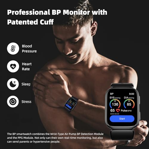 Blood Pressure Smart Watch, 1.95'' Blood Pressure Watch with Air Pump Cuff, Blood Pressure Monitor Watch for Sleep and Sports Tracking for Android... - Image 2