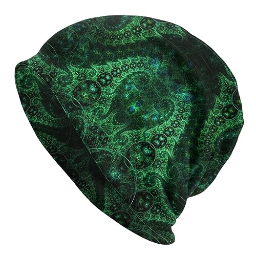 MOLIAN Fractal Antenna Cute Green Beanies Thin Bonnet Cap Casual Skull Cap for Jogging Cycling