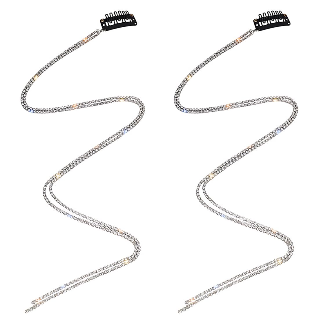 Cadenas de Pelo de Diamantes de Imitación con Borlas 2 Piezas Cadenas para el pelo con Brillantes de Pinzas para el Cabello con Borlas de Cristal Punk para el Cabello para Mujeres y Niñas