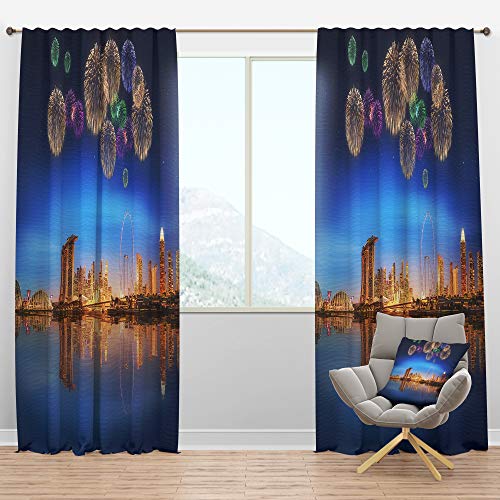 DesignQ Singapore Skyline Blackout Curtains 52x63