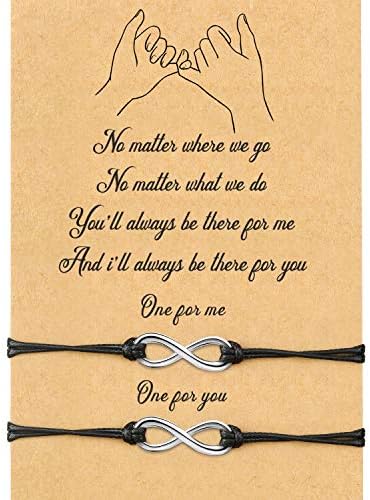 WILLBOND 2-Piece Pinky Promise Bracelets Friendship Couple Distance Matching Graduation Bracelet Gift Bohemia