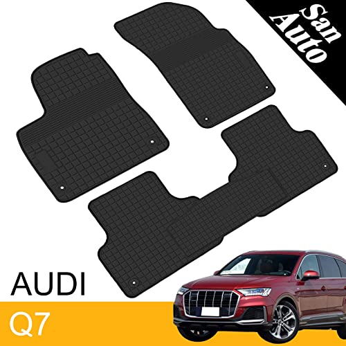 San Auto Car Floor Mat Rubber Custom Fit For For Audi Q7 2017 2018 2019 2020 2021 2022 2023 Full Black Auto Floor Liners All Weather Heavy Duty Odorless #TOP1