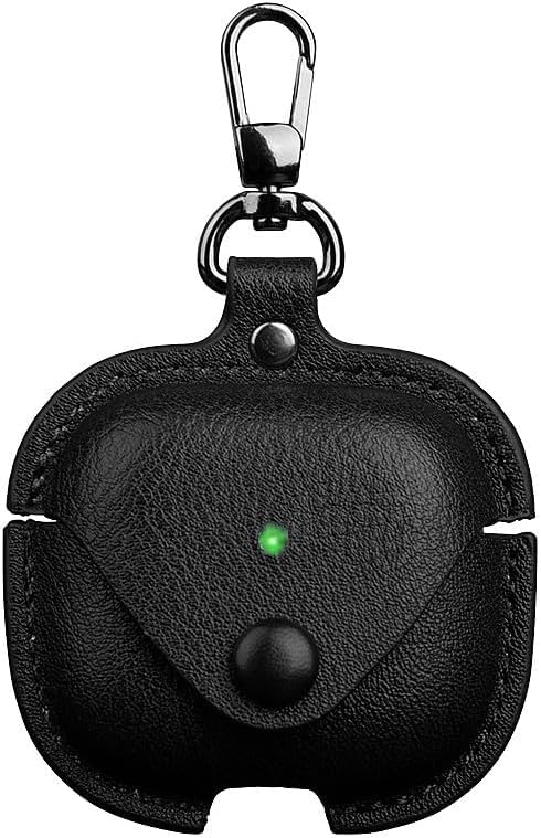 Meyaar Leather Cover Case Compatible with AirPods 4 and AirPods 4 with Active Noise Cancellation (ANC) (2024) Front LED Visible. (Black)