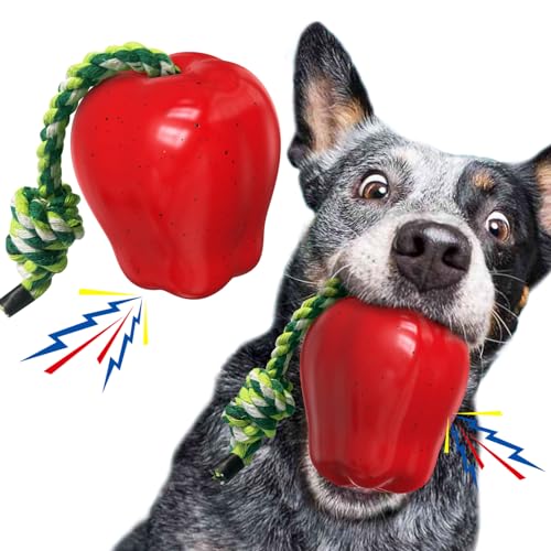 LiuMelinda Dog Chew Toys for Aggressive-Chewers - Indestructible Dog Toy for Aggressive Chewer,Tough Chew Toys for Dogs (Rubber Red Apple)