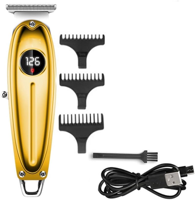 Hair for Men Professional All Metal TrFor Electric Beard Clipper Rechargeable Haircut Machine(Gold)
