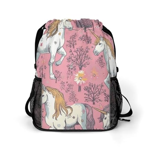Bolso para cinto esportivo, estampa de unicórnios, bolsa de separação seca e molhada, bolsa com cordão, bolsa esportiva, estilo, 45,5 x 41,5 x 36 cm, mochilas de viagem