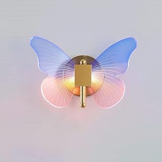 TONFON Lámpara de Pared Moderna de Mariposa, lámpara de Pared LED de Color Rosa púrpura, Aplique de Pared for mesita de Noche, lámpara de Pared nórdica for Dormitorio, Sala de Estar, Sala de Estudio,