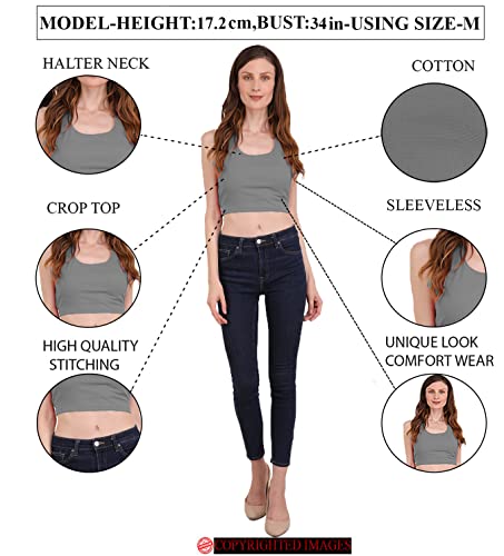 Image of THE BLAZZE 1381 Women's Basic Sexy Solid Backless Halter Neck Slim Fit Sleeveless Crop Top for Women