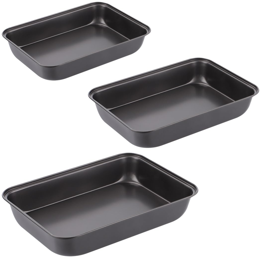 Set di 3 teglie da forno antiaderenti in acciaio al carbonio, 3 pezzi, per cucina domestica, impilabili, antiaderenti, per carne, pane, biscotti, vassoi per arrosto