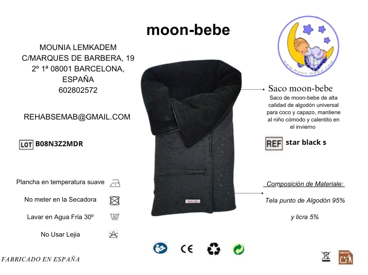 MOON-BEBE Universal Cotton Footmuff for Cuckoo and Carrycot (Black) - Image 2