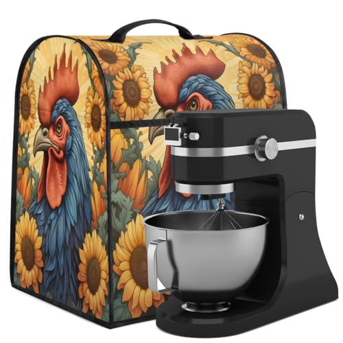 Coffee Maker Cover Sunflower Rooster Kitchen Appliance Covers Small Appliance Covers Blender Cover Juicer Cover Dust Covers for Kitchen Appliances with Top Handle and Pockets,Washable,B323