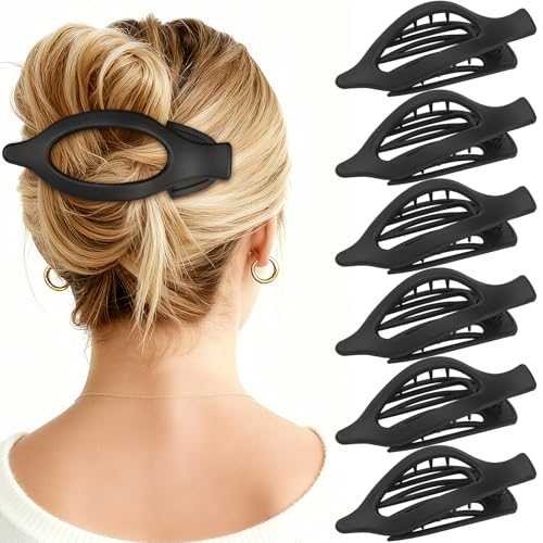 CHANDAT Pack de 6 Pinzas de Pelo Planas Negras miniatura 1