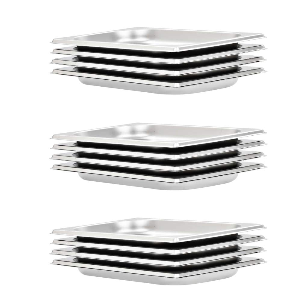 Festnight 12 pz Contenitori per Alimenti in Acciaio Inox GN 1/4 20 mm/40 mm,Vaschetta per Cucina,Vaschetta Alimenti Acciaio Inox