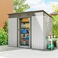 Outsunny 7' x 4' Metal Lean to Garden Shed, Outdoor Storage Shed, Garden Tool House with Double Sliding Doors, 2 Air Vents for Backyard, Patio, Lawn, Silver